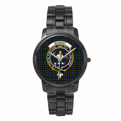 Scottish Murray (of Atholl) Clan Crest Tartan Folding Clasp Steel Quartz Watches Tartan Plaid Black 1