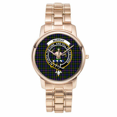 Scottish Murray (of Atholl) Clan Crest Tartan Folding Clasp Steel Quartz Watches Tartan Plaid Rose Gold 1