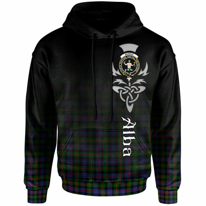 Scottish Murray (of Atholl) Clan Crest Tartan Hoodie - Alba Gu Brath Family Crest Celtic Inspired Front Side Tartan Plaid