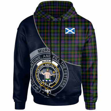 Scottish Murray (of Atholl) Clan Crest Tartan Hoodie - Bend Style Front Side Tartan Plaid