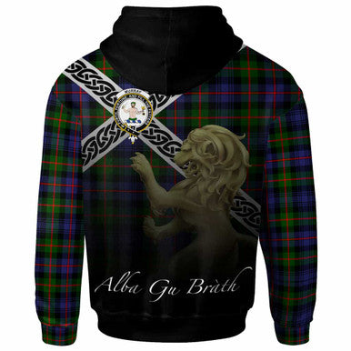 Scottish Murray (of Atholl) Clan Crest Tartan Hoodie - Scotland Lion Back Side Tartan Plaid