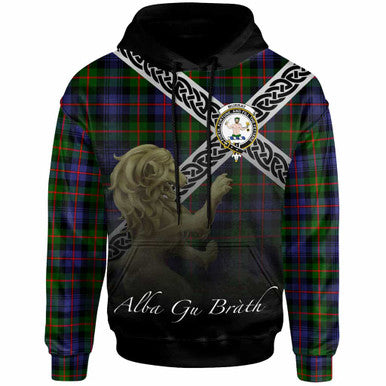 Scottish Murray (of Atholl) Clan Crest Tartan Hoodie - Scotland Lion Front Side Tartan Plaid