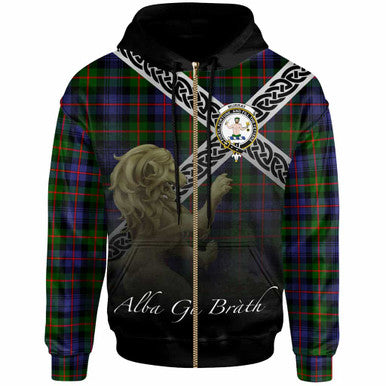 Scottish Murray (of Atholl) Clan Crest Tartan Hoodie - Scotland Lion Zip-up Tartan Plaid