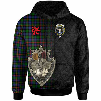 Scottish Murray (of Atholl) Clan Crest Tartan Hoodie - Half Thistle Flowers Celtic Design Front Side Tartan Plaid
