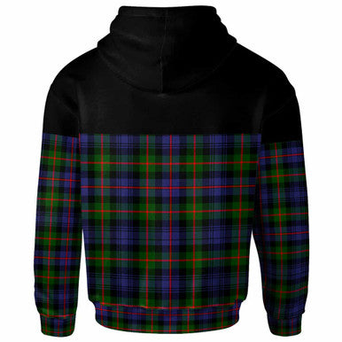 Scottish Murray (of Atholl) Clan Crest Tartan Hoodie - Horizontal Style Back Side Tartan Plaid