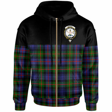 Scottish Murray (of Atholl) Clan Crest Tartan Hoodie - Horizontal Style Zip-up Tartan Plaid