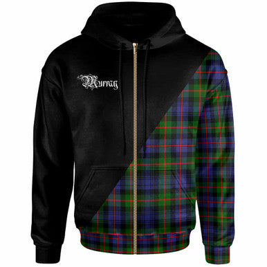 Scottish Murray (of Atholl) Clan Crest Tartan Hoodie - Military Logo Zip-up Tartan Plaid