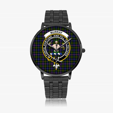 Scottish Murray (of Atholl) Clan Crest Tartan Instafamous Steel Quartz Watches Tartan Plaid Black 1