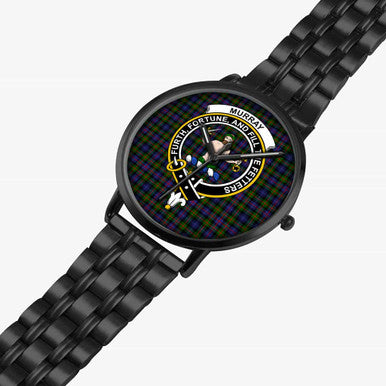 Scottish Murray (of Atholl) Clan Crest Tartan Instafamous Steel Quartz Watches Tartan Plaid Black 2