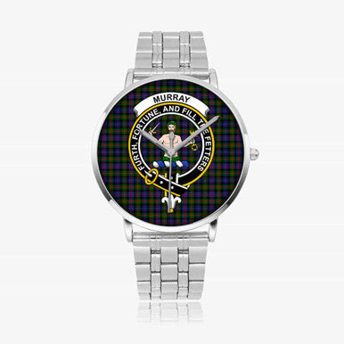 Scottish Murray (of Atholl) Clan Crest Tartan Instafamous Steel Quartz Watches Tartan Plaid Silver 1