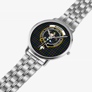 Scottish Murray (of Atholl) Clan Crest Tartan Instafamous Steel Quartz Watches Tartan Plaid Silver 2
