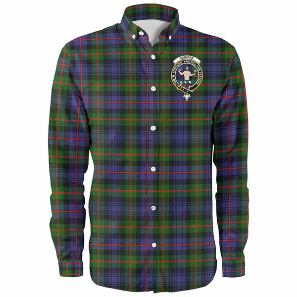 Scottish Murray (of Atholl) Clan Crest Tartan Long Sleeve Shirt Front Side Tartan Plaid