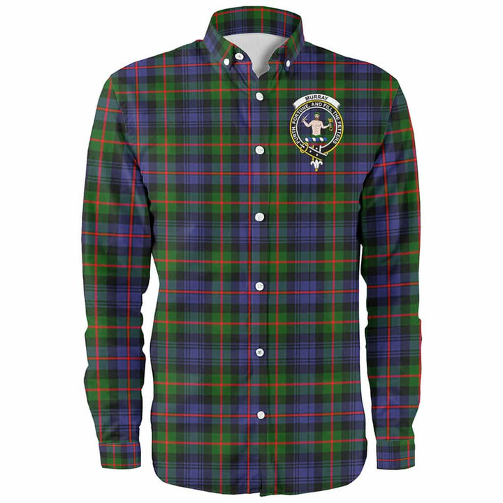 Scottish Murray (of Atholl) Clan Crest Tartan Long Sleeve Shirt Front Side Tartan Plaid