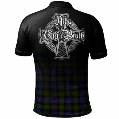 Scottish Murray (of Atholl) Clan Crest Tartan Polo Shirt - Alba Gu Brath Family Crest Celtic Inspired Back Side Tartan Plaid