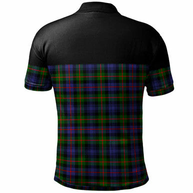 Scottish Murray (of Atholl) Clan Crest Tartan Polo Shirt - Horizontal Style Back Side Tartan Plaid