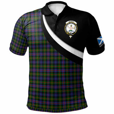 Scottish Murray (of Atholl) Clan Crest Tartan Polo Shirt - Scotland Forever Style Front Side Tartan Plaid
