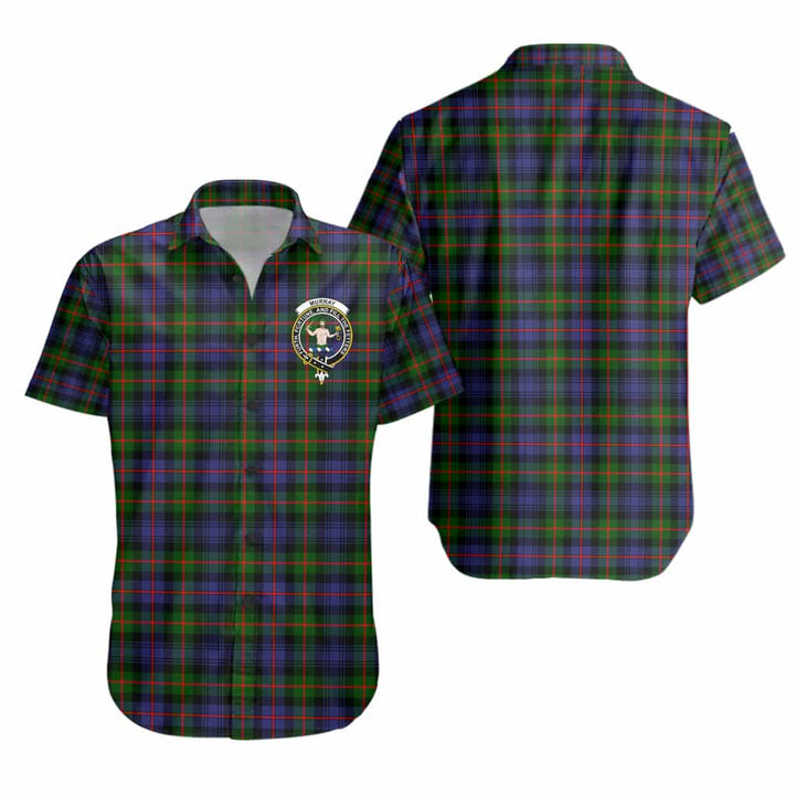 Scottish Murray (of Atholl) Clan Crest Tartan Short Sleeve Shirt Tartan Plaid