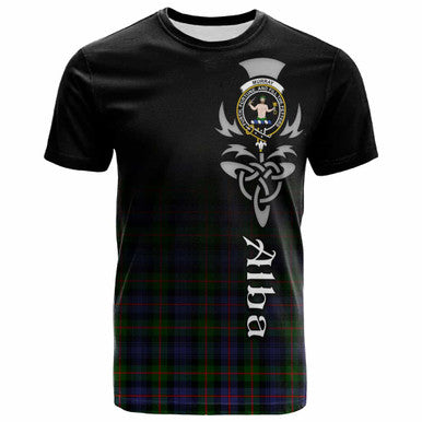 Scottish Murray (of Atholl) Clan Crest Tartan T-Shirt - Alba Gu Brath Family Crest Celtic Inspired Front Side Tartan Plaid