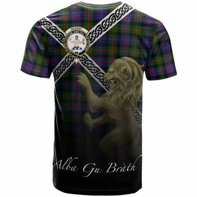Scottish Murray (of Atholl) Clan Crest Tartan T-Shirt - Celtic With Scotland Lion Back Side Tartan Plaid