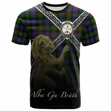 Scottish Murray (of Atholl) Clan Crest Tartan T-Shirt - Celtic With Scotland Lion Front Side Tartan Plaid