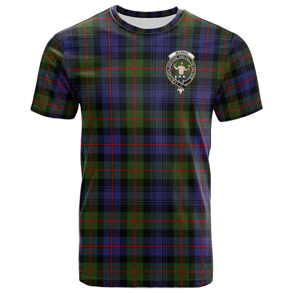 Scottish Murray (of Atholl) Clan Crest Tartan T-Shirt Front Side Tartan Plaid