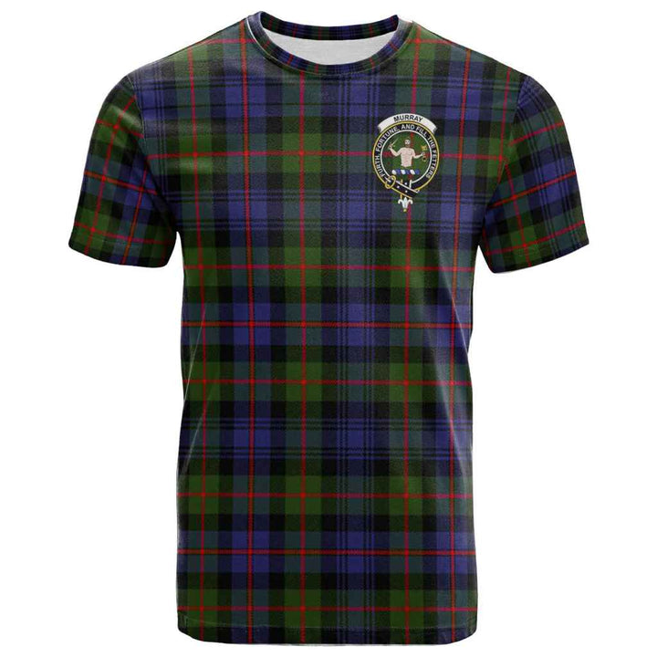Scottish Murray (of Atholl) Clan Crest Tartan T-Shirt Front Side Tartan Plaid