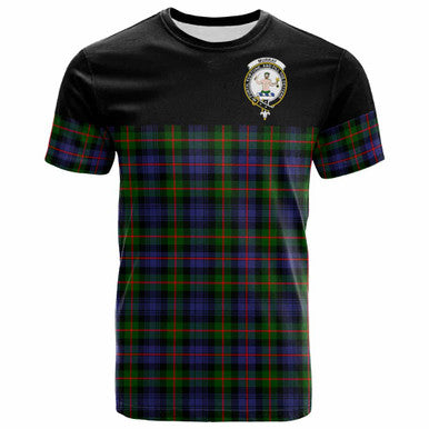 Scottish Murray (of Atholl) Clan Crest Tartan T-Shirt - Horizontal Style Front Side Tartan Plaid