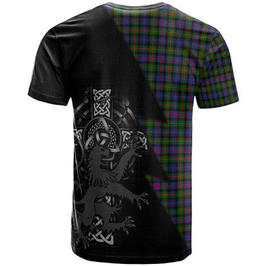 Scottish Murray (of Atholl) Clan Crest Tartan T-Shirt - Lion Rampant Celtic Cross Flash Style Back Side Tartan Plaid