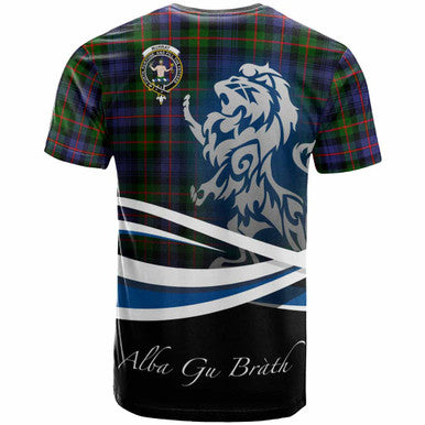 Scottish Murray (of Atholl) Clan Crest Tartan T-Shirt - Scotland Lion Back Side Tartan Plaid
