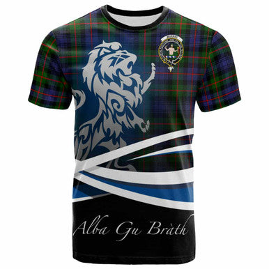 Scottish Murray (of Atholl) Clan Crest Tartan T-Shirt - Scotland Lion Front Side Tartan Plaid