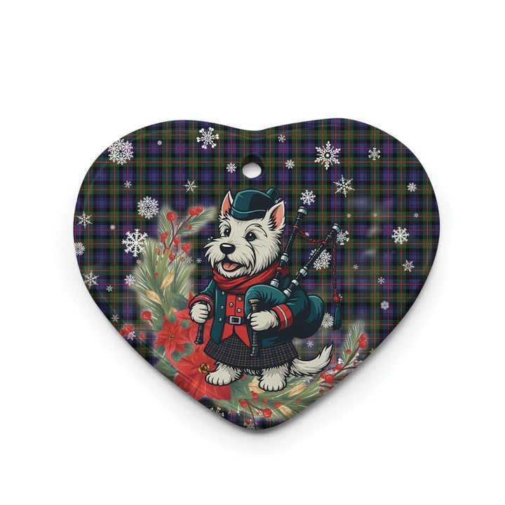 Scottish Murray of Atholl Modern Clan Tartan Ceramic Ornament Cute Scottish Terrier Dog Heart Style Tartan Plaid