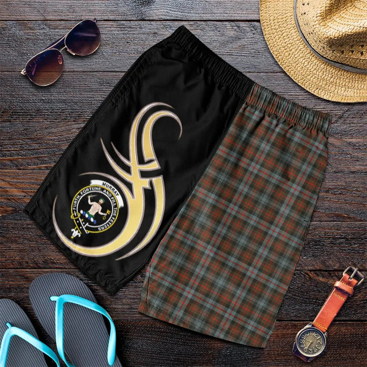 Scottish Murray of Atholl Weathered Clan Crest Tartan Believe in Me Men's Shorts