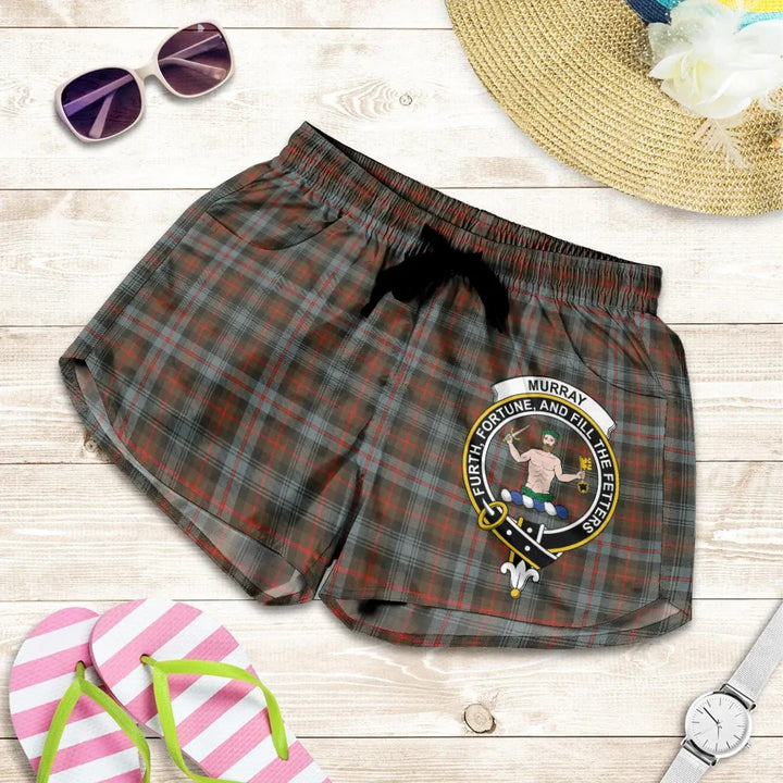 Scottish Murray of Atholl Weathered Clan Crest Tartan Women Shorts