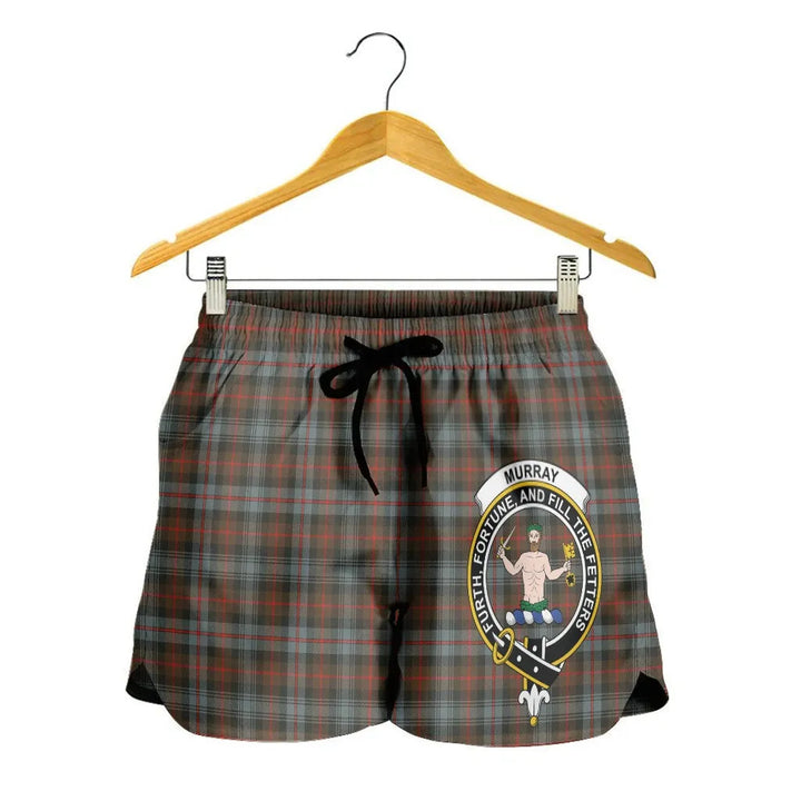 Scottish Murray of Atholl Weathered Clan Crest Tartan Women Shorts