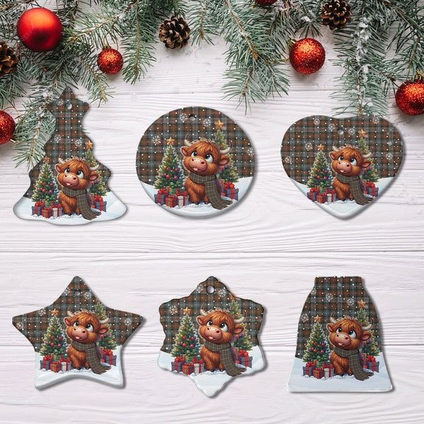 Scottish Murray of Atholl Weathered Clan Tartan Ceramic Ornament Cute Highland Cow Christmas All Style Tartan Plaid