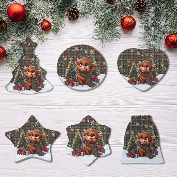Scottish Murray of Atholl Weathered Clan Tartan Ceramic Ornament Cute Highland Cow Christmas All Style Tartan Plaid