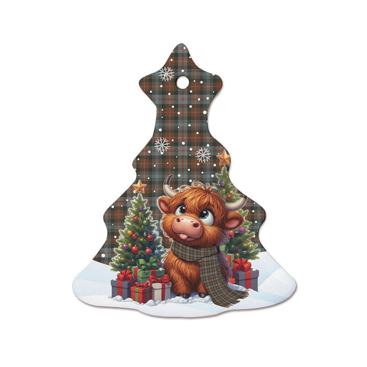 Scottish Murray of Atholl Weathered Clan Tartan Ceramic Ornament Cute Highland Cow Christmas Tree Style Tartan Plaid