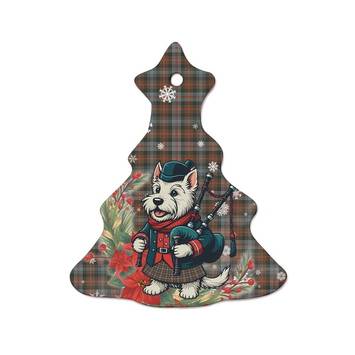 Scottish Murray of Atholl Weathered Clan Tartan Ceramic Ornament Cute Scottish Terrier Dog Tree Style Tartan Plaid