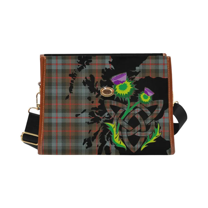 Scottish Murray of Atholl Weathered Clan Tartan Waterproof Canvas Bag With Thistle Tartan Plaid 2