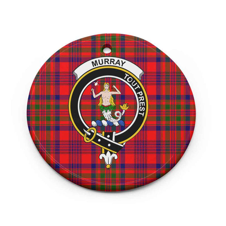 Scottish Murray (of Dysart) Clan Crest Tartan Ceramic Ornament Circle Shape Tartan Plaid
