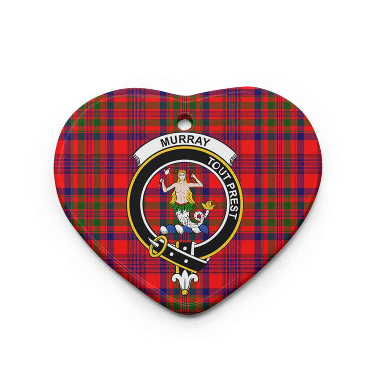 Scottish Murray (of Dysart) Clan Crest Tartan Ceramic Ornament Heart Shape Tartan Plaid
