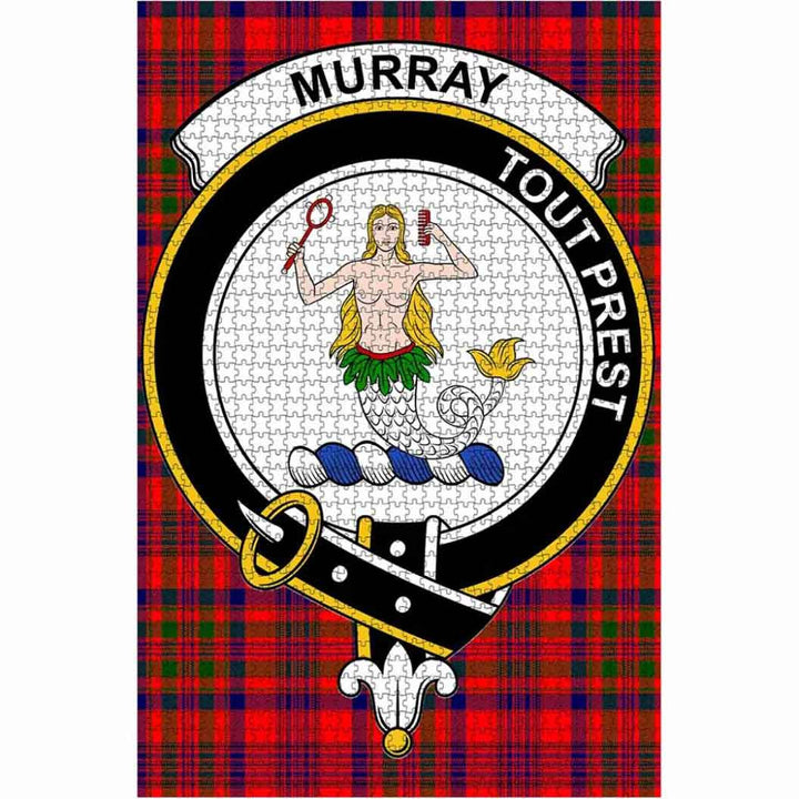Scottish Murray of Dysart Clan Crest Tartan Jigsaw Puzzle 1