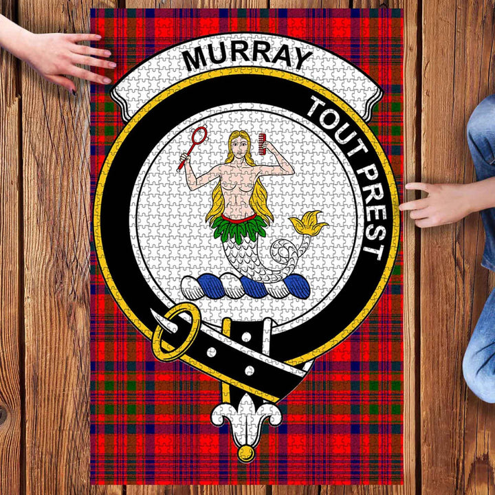 Scottish Murray of Dysart Clan Crest Tartan Jigsaw Puzzle 3