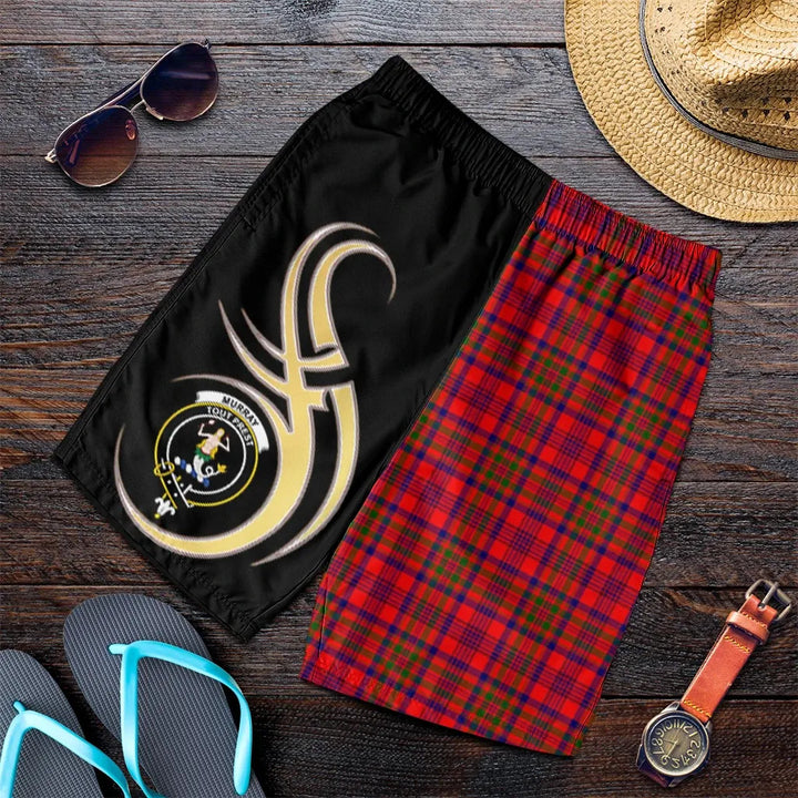Scottish Murray of Tulloch Modern Clan Crest Tartan Believe in Me Men's Shorts