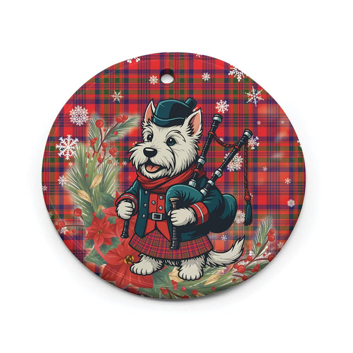 Scottish Murray of Tulloch Modern Clan Tartan Ceramic Ornament Cute Scottish Terrier Dog Circle Style Tartan Plaid