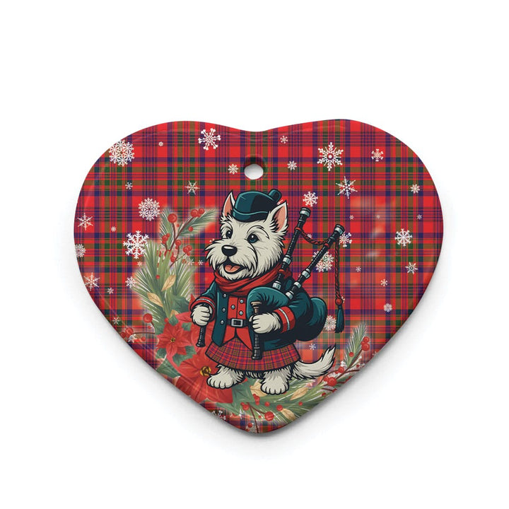 Scottish Murray of Tulloch Modern Clan Tartan Ceramic Ornament Cute Scottish Terrier Dog Heart Style Tartan Plaid