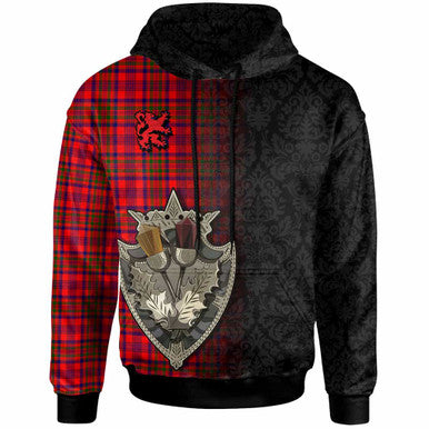 Scottish Murray of Tulloch Modern Clan Tartan Hoodie - Half Thistle Flowers Celtic Design Front Side Tartan Plaid