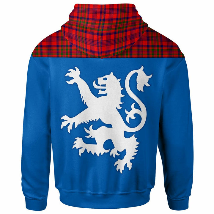 Scottish Murray of Tulloch Modern Clan Tartan Hoodie - Lion Rampant of Scotland With Flag back Side Tartan Plaid