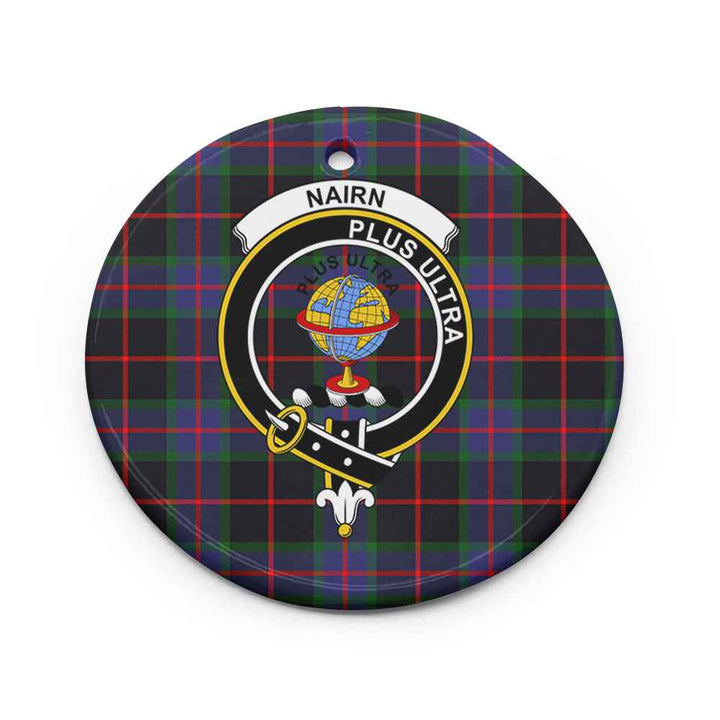 Scottish Nairn Clan Crest Tartan Ceramic Ornament Circle Shape Tartan Plaid