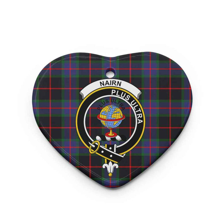 Scottish Nairn Clan Crest Tartan Ceramic Ornament Heart Shape Tartan Plaid